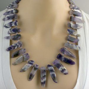 Natural Amethyst & Swarovski Necklace & Earrings